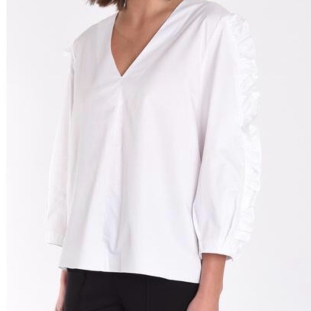 Tibi Satin Poplin Ruffle Top - Picture 7 of 9